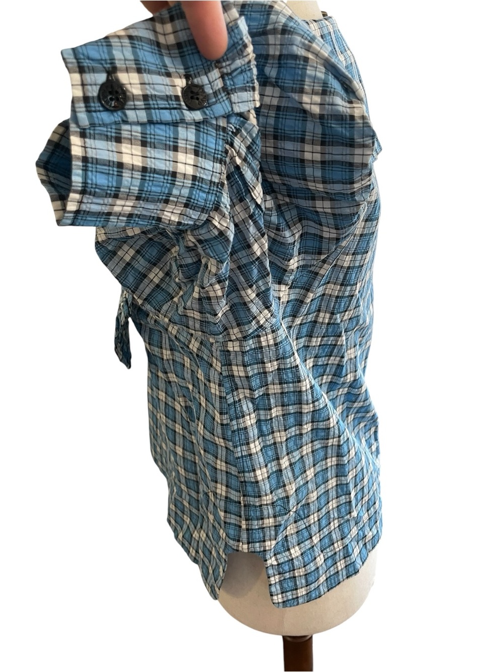 GANNI Seersucker Plaid Collar Blouse - Picture 10 of 15